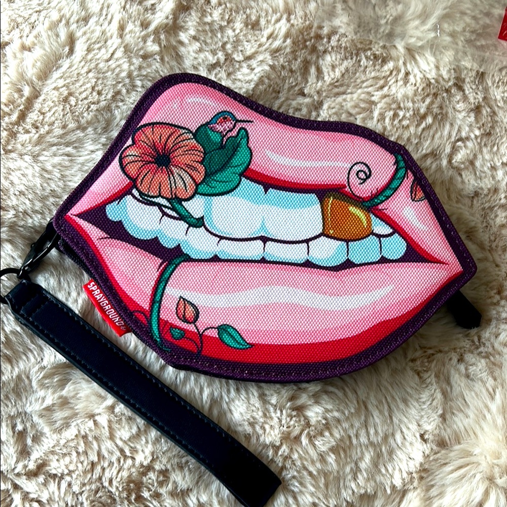 Sprayground Red and Black Shark Mouth Bag